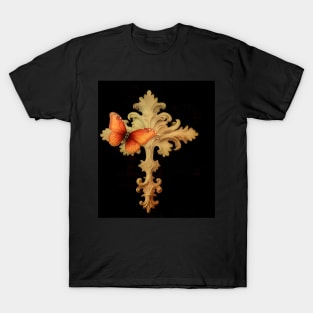 Gold Cross With Butterfly T-Shirt